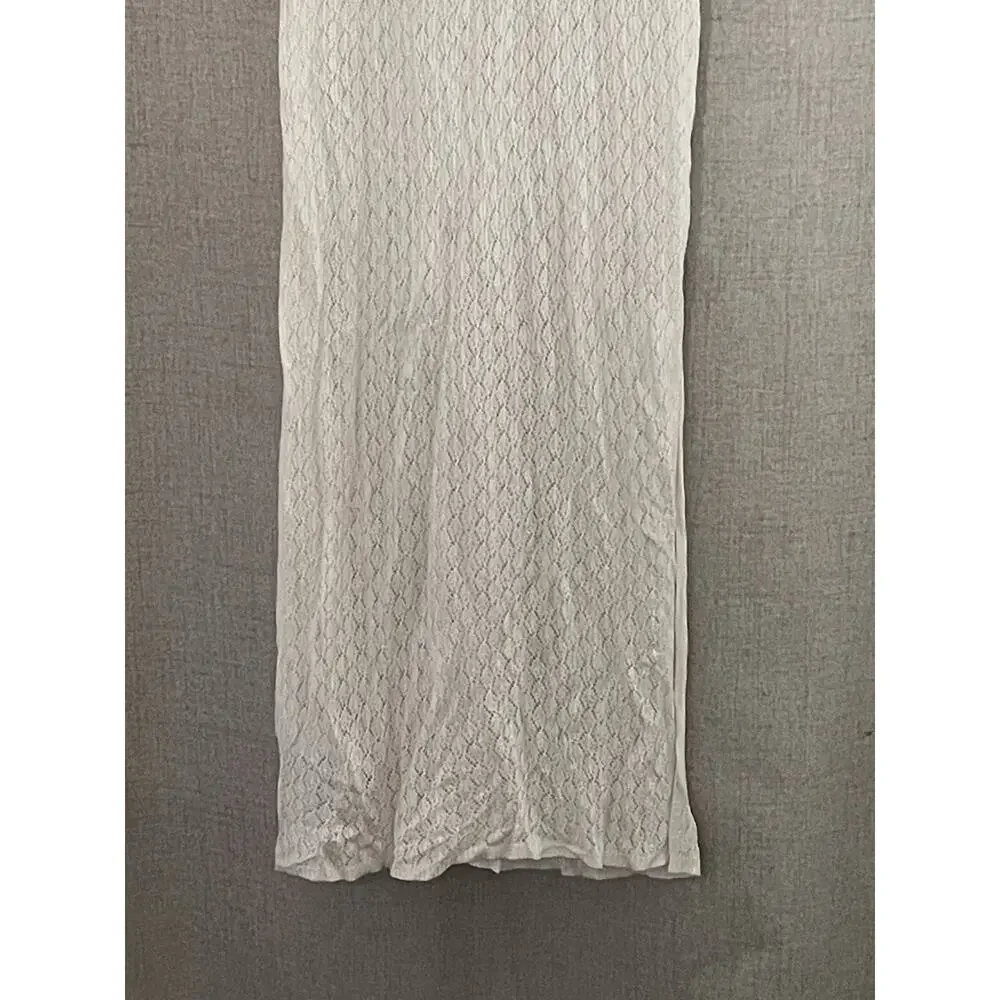 Abercrombie & Fitch Women's Cream Crochet-Style Plunge Maxi Dress Coverup